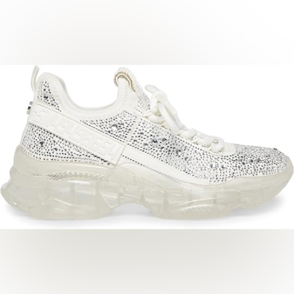Steve Madden Maxima-R Women's White Rhinestone Embellished Sneakers